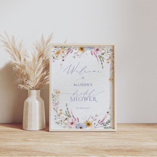 シック素朴ワイルドフラワーブライダルシャワーへようこそ ポスター