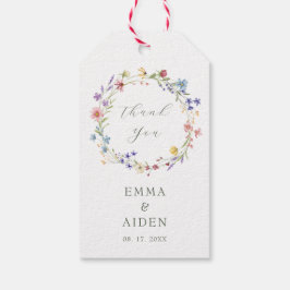 シック素朴ワイルドフラワーリース庭園の結婚式 ギフトタグ