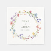 シック素朴ワイルドフラワーリース庭園の結婚式 スタンダードカクテルナプキン (正面)