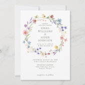 シック素朴ワイルドフラワーリース庭園の結婚式 招待状 (正面)