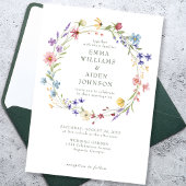 シック素朴ワイルドフラワーリース庭園の結婚式 招待状
