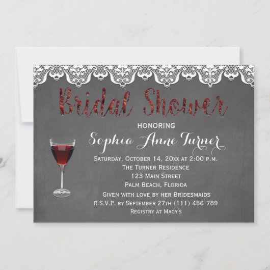 シック素朴ワインテイスティングブライダルシャワー招待状 招待状 (正面)