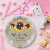 シック素朴ヴィンテージバーラップレースサンフラワー結婚ズ ペーパープレート (パーティー)