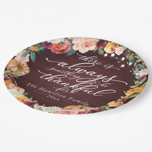 シック素朴書道フローラ感謝祭ディナー ペーパープレート (アングル)