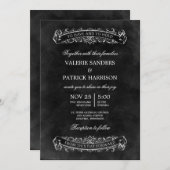 シック素朴結婚式招待状 – ブラック 招待状 (正面/裏面)