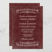 シック素朴結婚式招待状-赤 招待状 (正面/裏面)