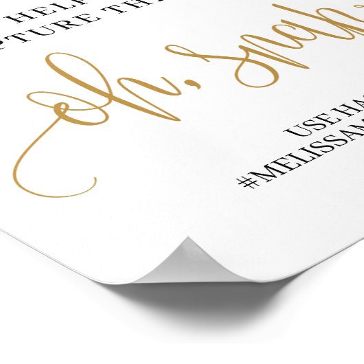 シック素朴赤面ピンクフローラ金ゴールドああ、スナップ記号 ポスター (角)