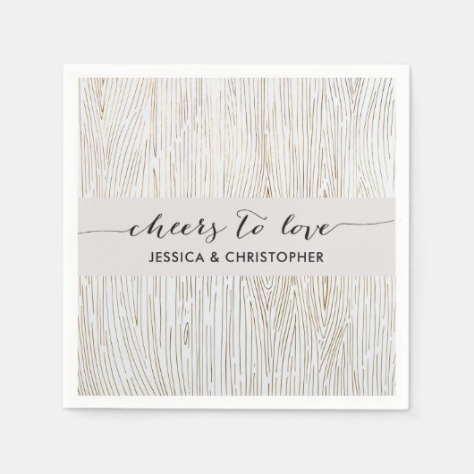 シック素朴金ゴールドウッドグレインパーティーナプキンス スタンダードカクテルナプキン (正面)