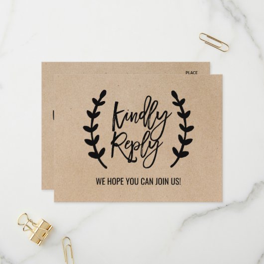 シック素朴Kraftメフェイクニュー選択RSVPポストカード インビテーションポストカード (正面/裏面インサイチュ)