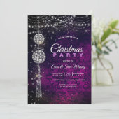 シック紫エレガントマゼンタオーナメントクリスマス 招待状 (スタンド正面)