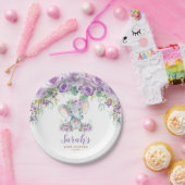 シック紫フローラゾウ赤ちゃんシャワーガール ペーパープレート (パーティー)