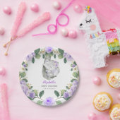 シック紫フローラゾウ赤ちゃんシャワーガール ペーパープレート (パーティー)