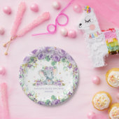 シック紫フローラゾウ赤ちゃんシャワーガール ペーパープレート (パーティー)