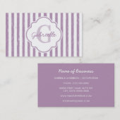 シック紫絵を描ストライプのモノグラムと名前 名刺 (正面/裏面)