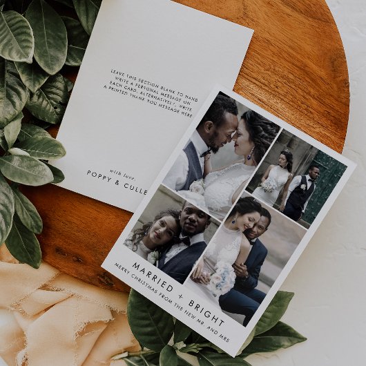 シック結婚したで明るいクリスマス写真ありがとう シーズンカード