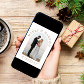 シック結婚したアメリーーチ写真ホワイト金ゴールドクリスマス シーズンカード