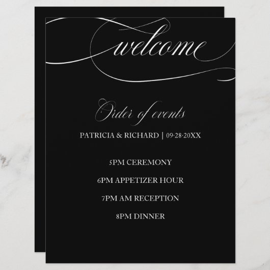 シック結婚な白黒イベントの順序 (正面/裏面)