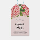 シック結婚な赤面ピンクのフローラ牡丹の花 ギフトタグ (正面)