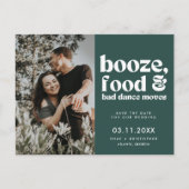 シック結婚のフォトグリーン日付を保存 案内ポストカード (正面)