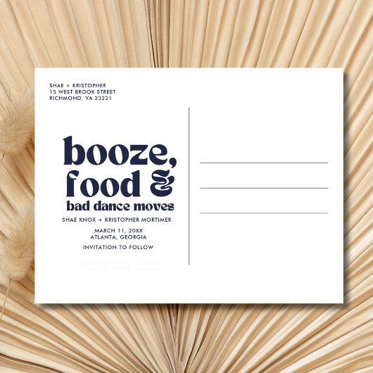 シック結婚のフォトグリーン日付を保存 案内ポストカード