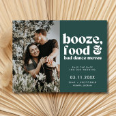 シック結婚のフォトグリーン日付を保存 案内ポストカード