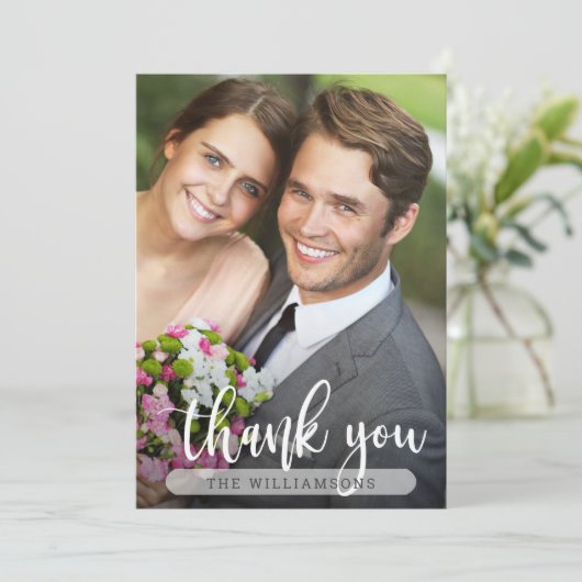 シック結婚の写真サンキューカード サンキューカード (スタンド正面)