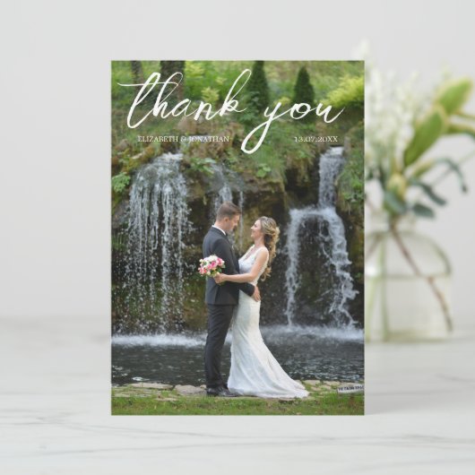 シック結婚の写真サンキューカード サンキューカード (スタンド正面)