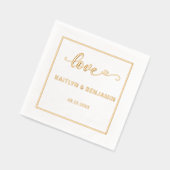 シック結婚の愛とハートフォイルスタンプナプキンス 箔ナプキン (左)
