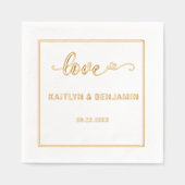 シック結婚の愛とハートフォイルスタンプナプキンス 箔ナプキン (正面)