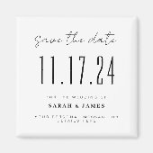 シック結婚の日付ミニマルな日付を保存 マグネット (正面)