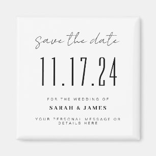 シック結婚の日付ミニマルな日付を保存 マグネット