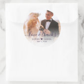 シック結婚の紫のスクリプトハート写真ありがとう ラウンドシール (バッグ)