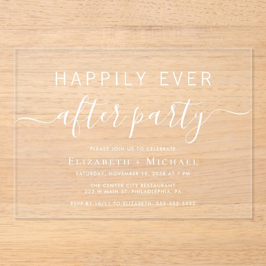 シック結婚アフターパーティー アクリル招待状 (正面)