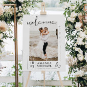 シック結婚ウェルカムサインと写真 ポスター