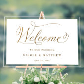 シック結婚ウェルカムホワイトと金ゴールドアクリルの看板 アクリルサイン