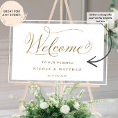 シック結婚ウェルカムホワイトと金ゴールドアクリルの看板 アクリルサイン