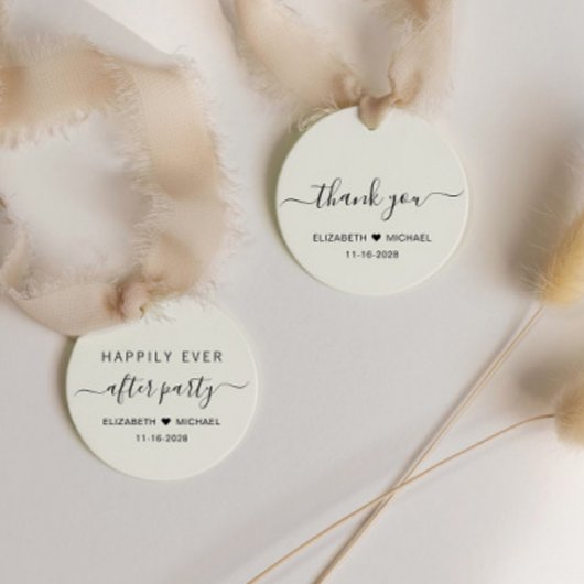 シック結婚クリームの後パーティーありがとう フェイバータグ