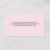 シック結婚スクリプト詳細ブラックとピンク エンクロージャーカード (裏面)