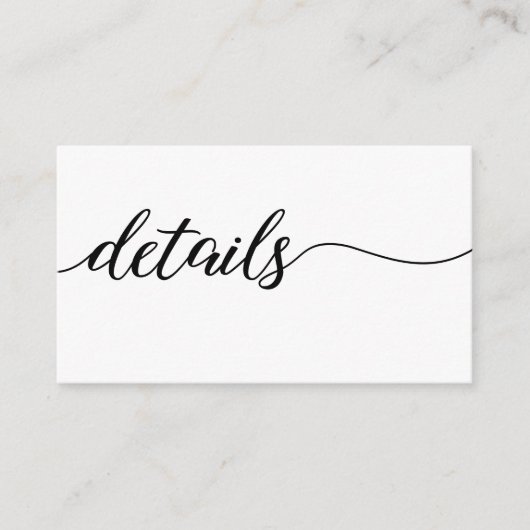 シック結婚スクリプト詳細白黒 エンクロージャーカード (正面)