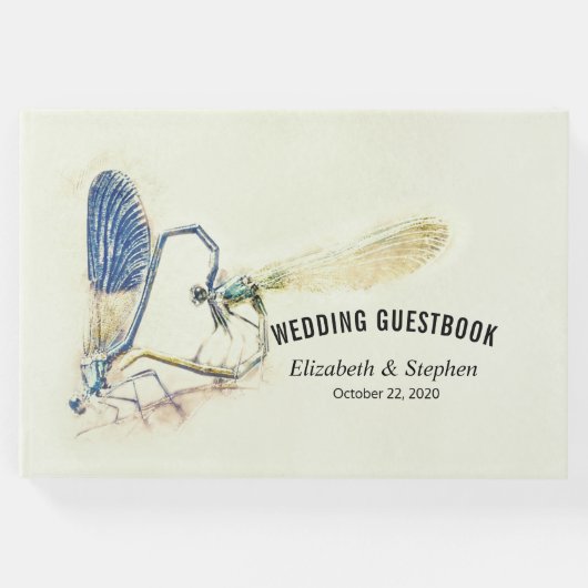 シック結婚ズゲストブックドラゴンフライ交配ラブハート ゲストブック (正面)
