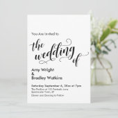 シック結婚タイポグラフィのシンプルザ結婚ーズ 招待状 (スタンド正面)