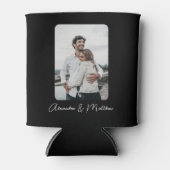 シック結婚ブラック書道の写パーソナライズされた真 缶クーラー (正面)