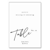 シック結婚ホワイトのエスコート座席表（ゲスト名あり） テーブルナンバー (正面)