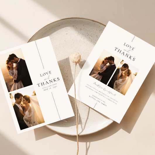 シック結婚ミニマルの4枚の写真 サンキューカード