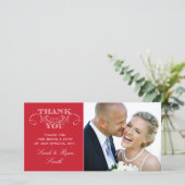 シック結婚レッドの写真サンキューカード サンキューカード (スタンド正面)