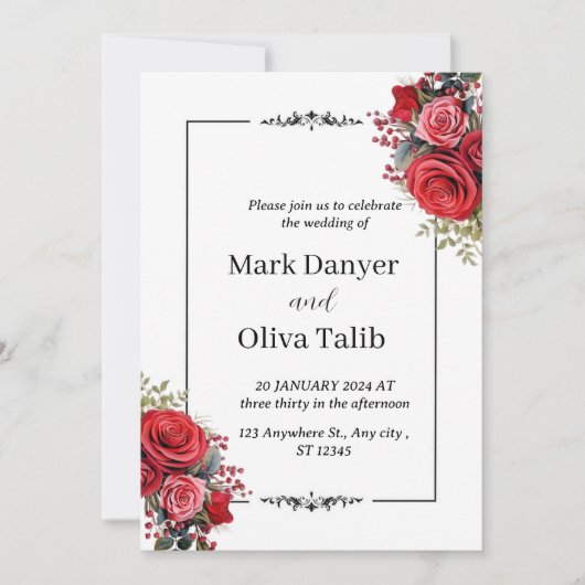 シック結婚式招待状 | カスタマイズエレガント可能 招待状 (正面)