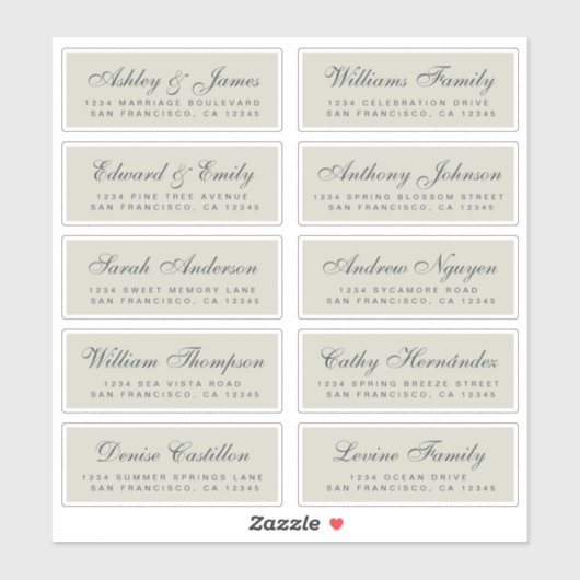 シック結婚書道のゲスト住所 シール (シート)