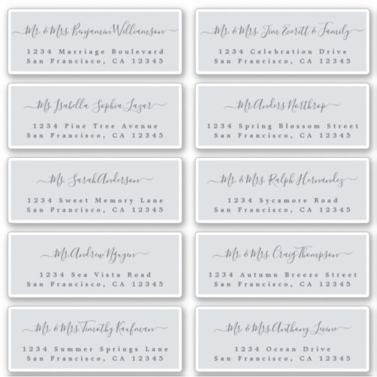 シック結婚書道のゲスト住所 シール (正面)