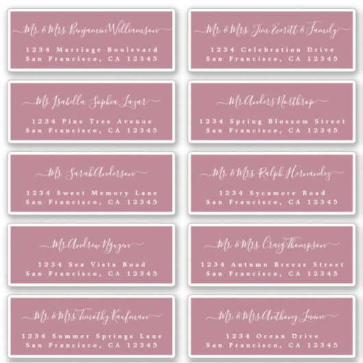 シック結婚書道のゲスト住所 シール (正面)