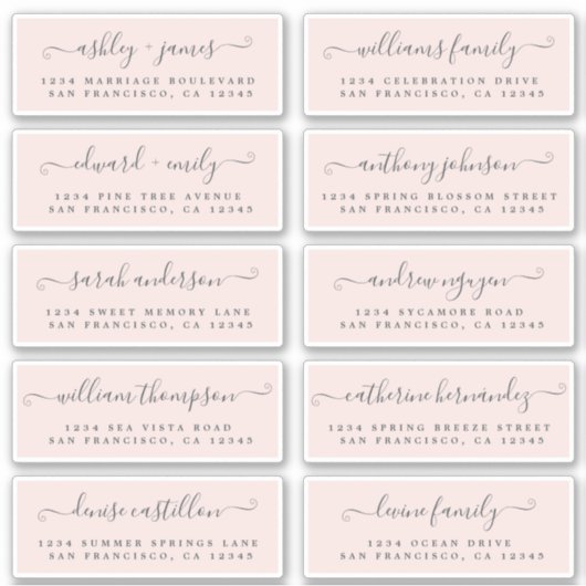 シック結婚書道のゲスト住所 シール (正面)